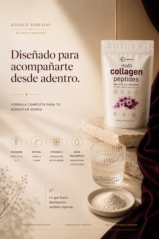 Multi Collagen Peptides · Colágeno Hidrolizado 5 Tipos + Biotina + Vitamina C