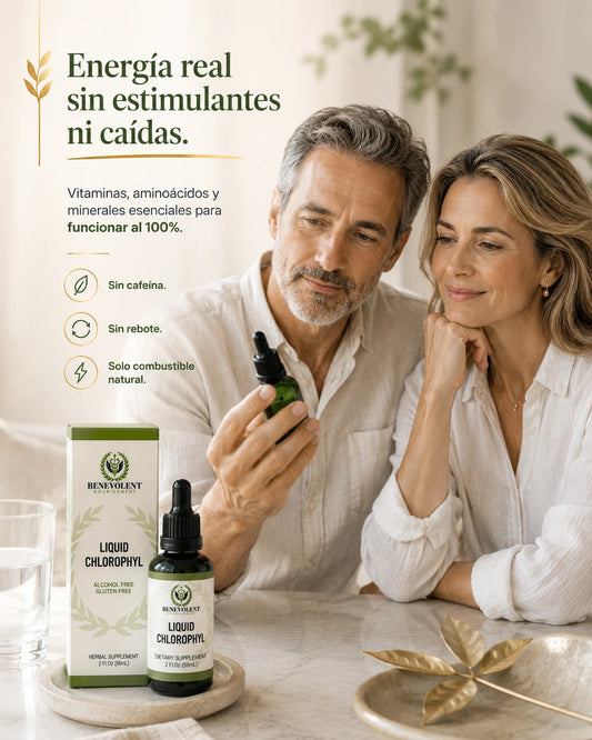 Clorofila Líquida Benevolent — suplemento vegano sin gluten ni lactosa