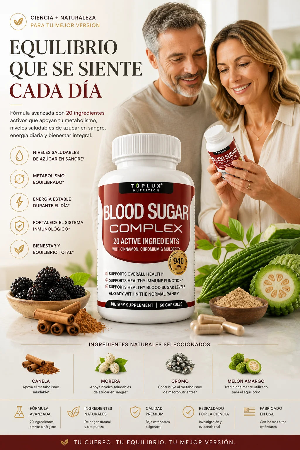 Blood Sugar Complex 60 Cápsulas — Apoyo Metabólico Natural