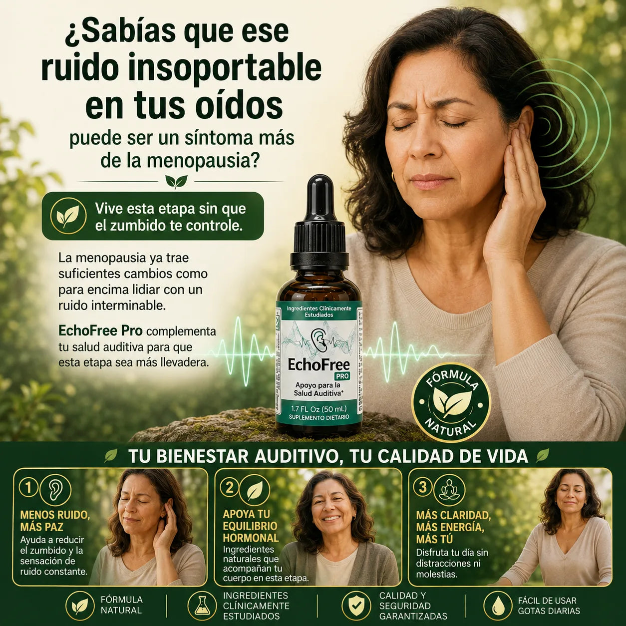 EchoFree Pro suplemento natural tinnitus zumbido oídos Chile
