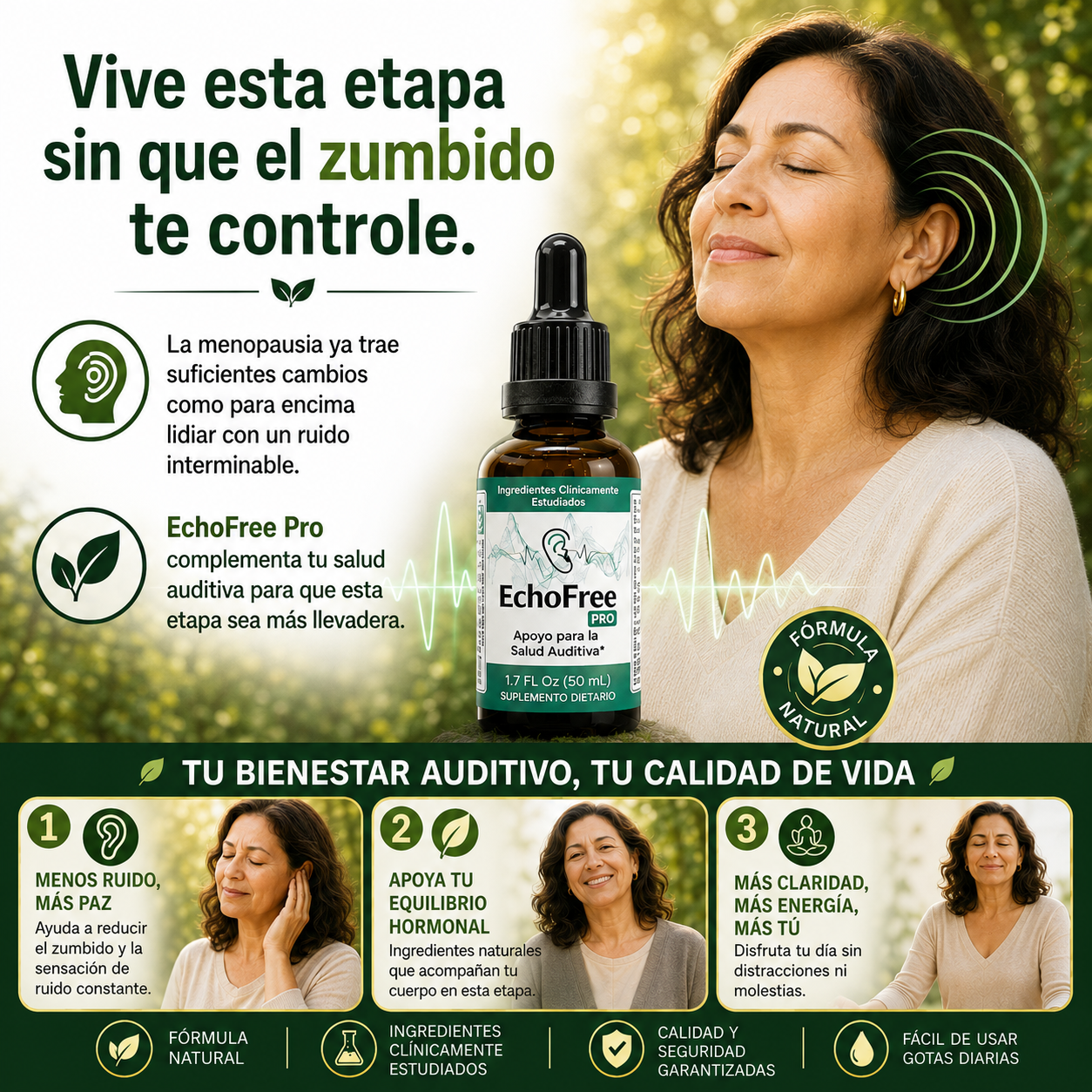 EchoFree Pro mujer menopausia tinnitus apoyo natural