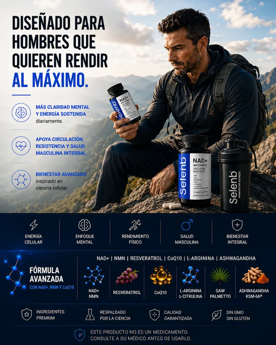 NAD + MEN´S COMPLEX SELERB FORMULA AVANZADA
